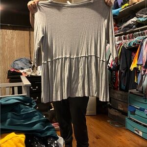 Zenana Outfitters Gray Tunic Top with Relaxed Fit